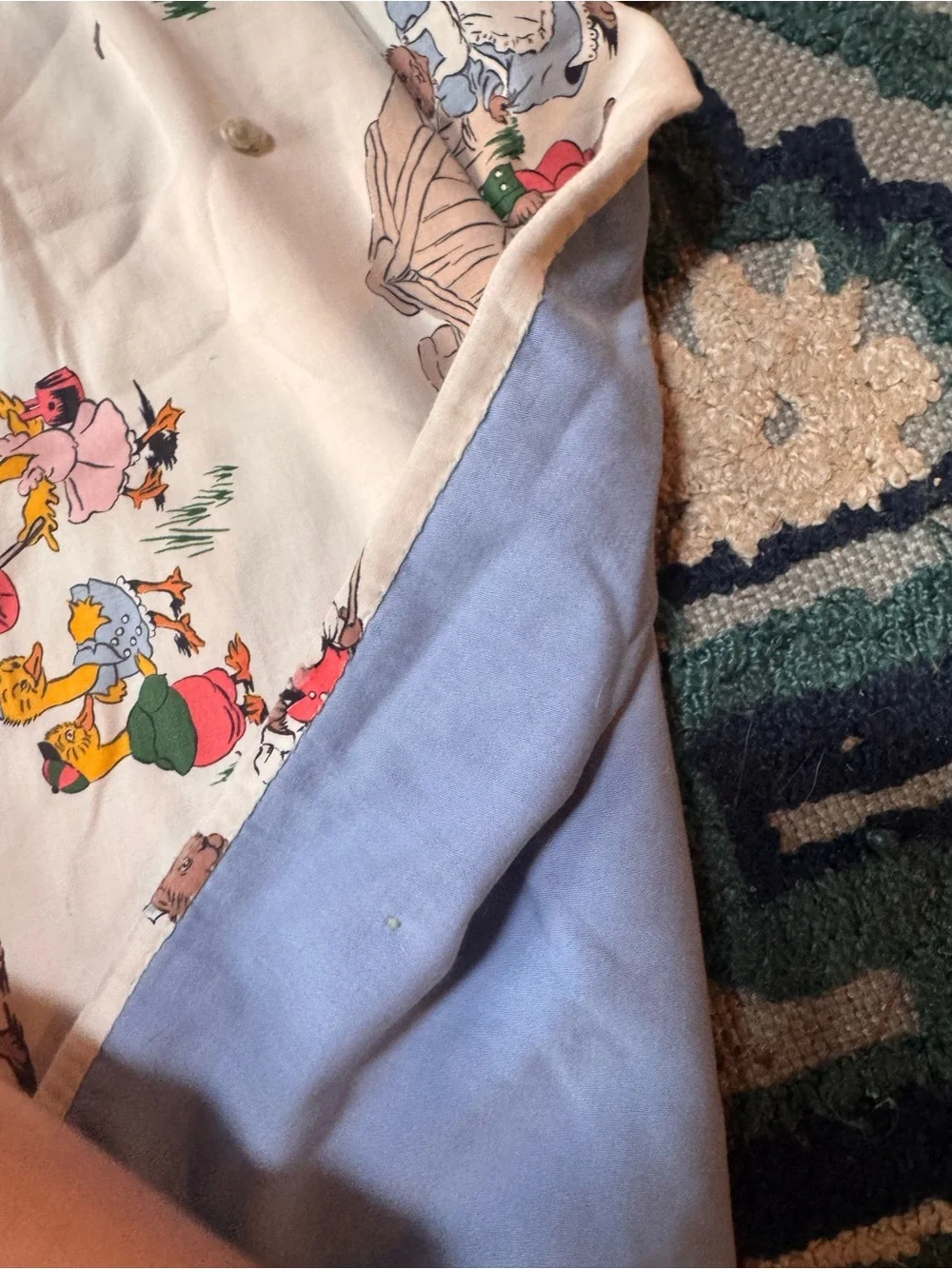 Vintage rare Children's Storybook Print crib blanket bedding